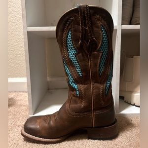Ariat Western Boots Square Toe Leather Pull On Brown 6.5 Women